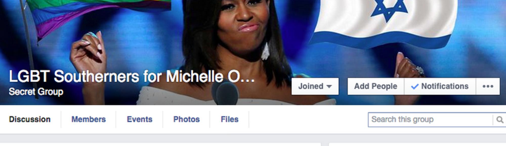 How I Infiltrated a White Pride Facebook Group and Turned It into 'LGBT Southerners for Michelle Obama' How-i-infiltrated-a-white-power-facebook-group-and-tktktk-1438366158-crop_lede
