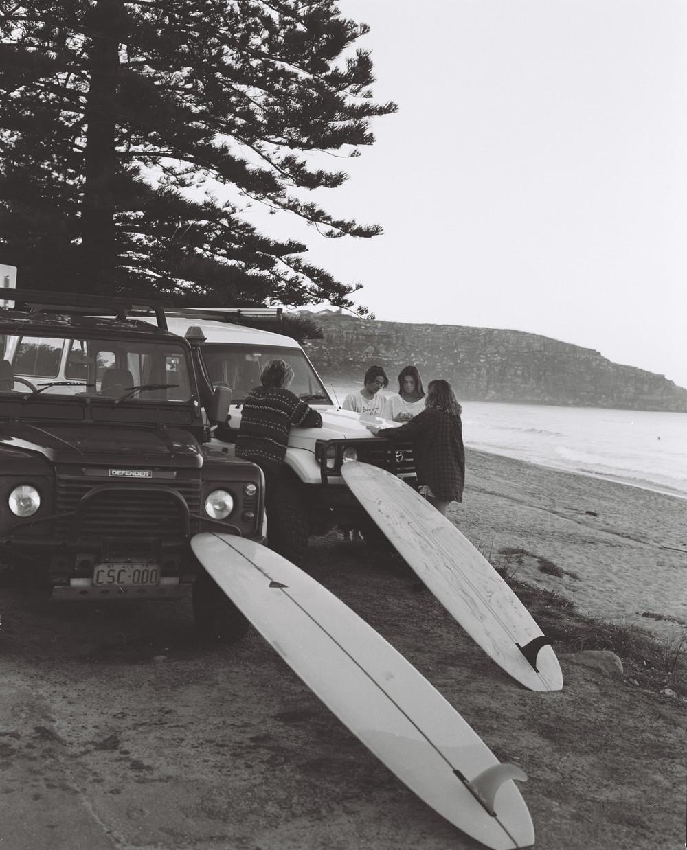 This photo is one of my personal favourites. The end of a day of great waves at this particular spot. Carl, Anna, Jake, and Alex discuss the plans for the night as the light slowly fades